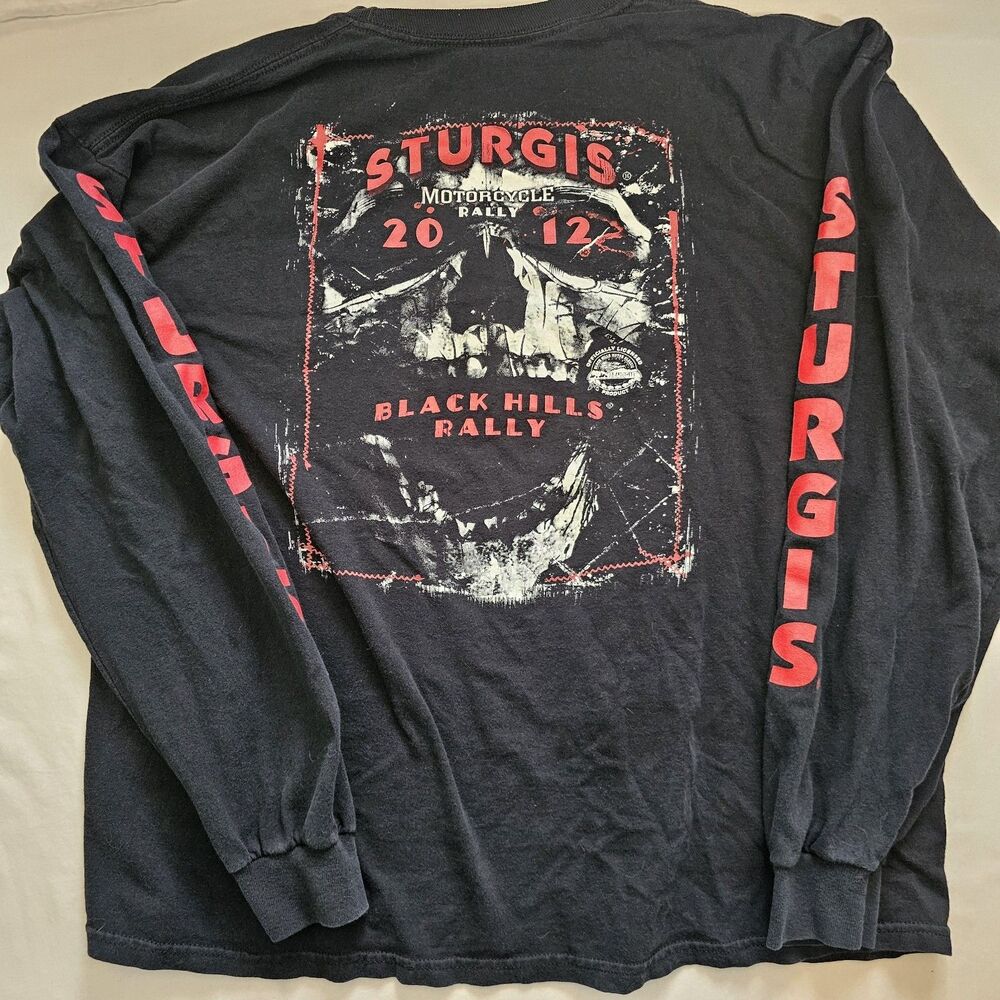 Sturgis 2012 Black Hills Rally Long Sleeve XL Motorcycle Shirt Black - Picture 3 of 8